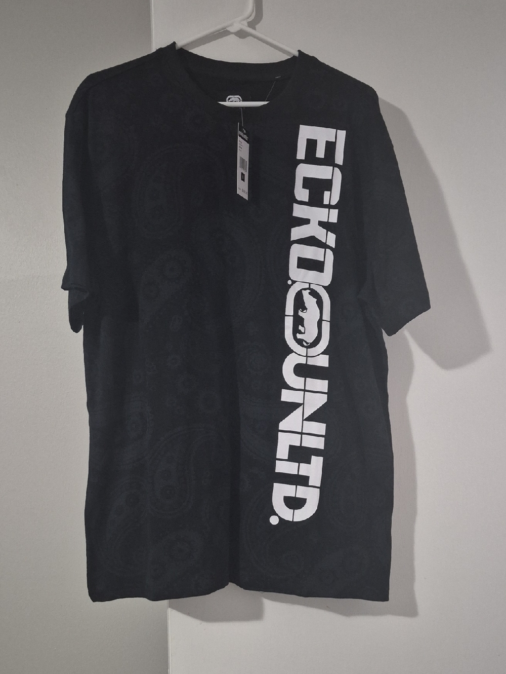 Ecko Unlimited Black Tee with White Vertical Logo